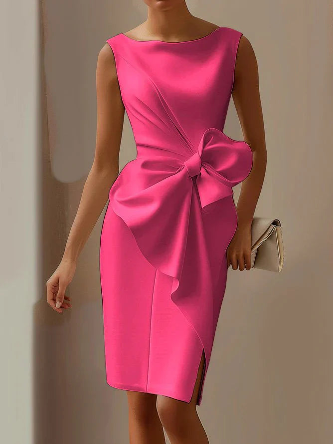 Laura | Vestido Elegante De Satén Ajustado Con Lazo
