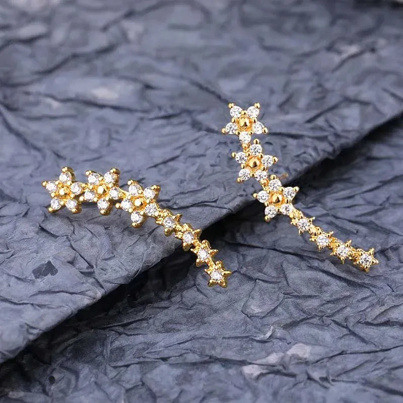 Pendientes con Forma de Estrella y Flor de Circón