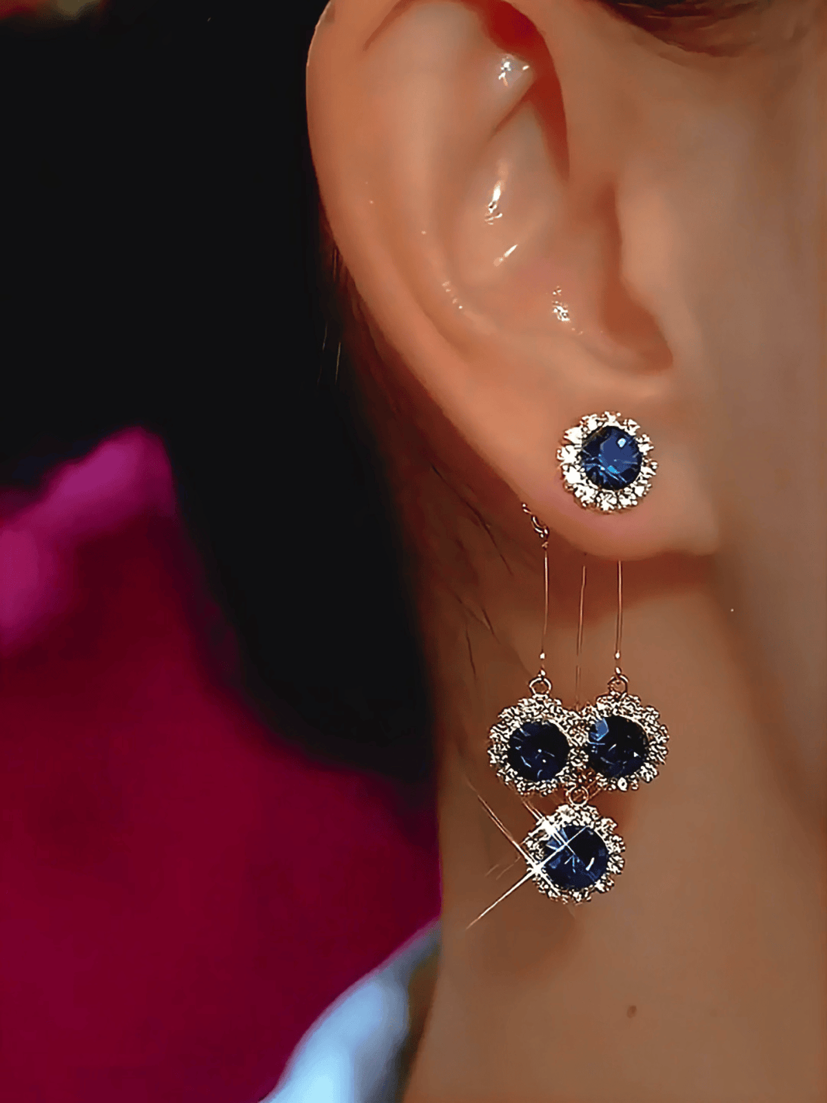 Pendientes con Cristales Azules Brillantes
