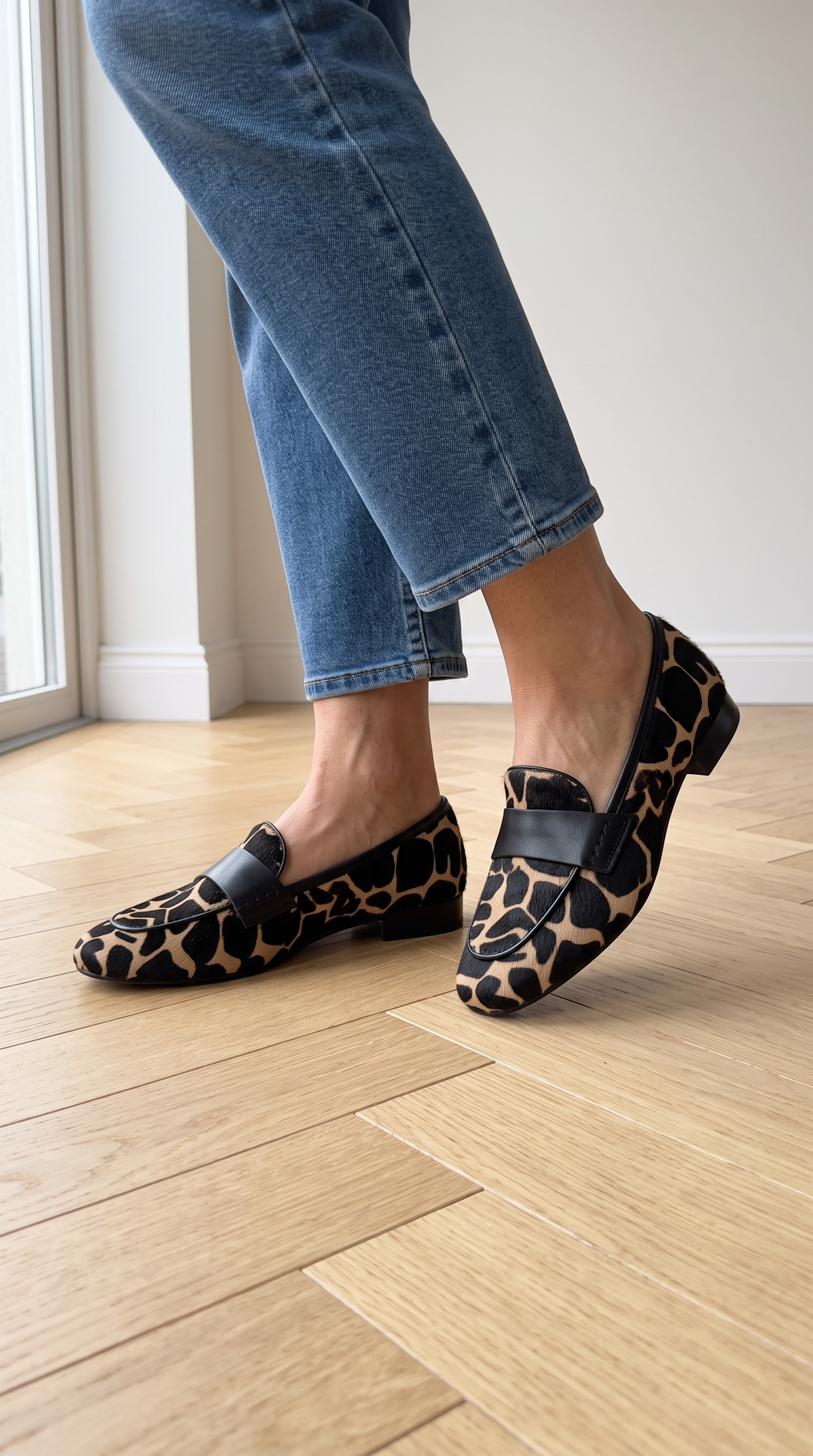 Mocasín Giulia — Estampado de jirafa en albaricoque