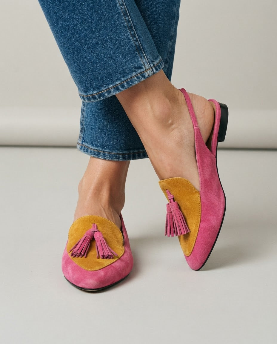 Zapatos destalonados Elena — Fucsia y mostaza