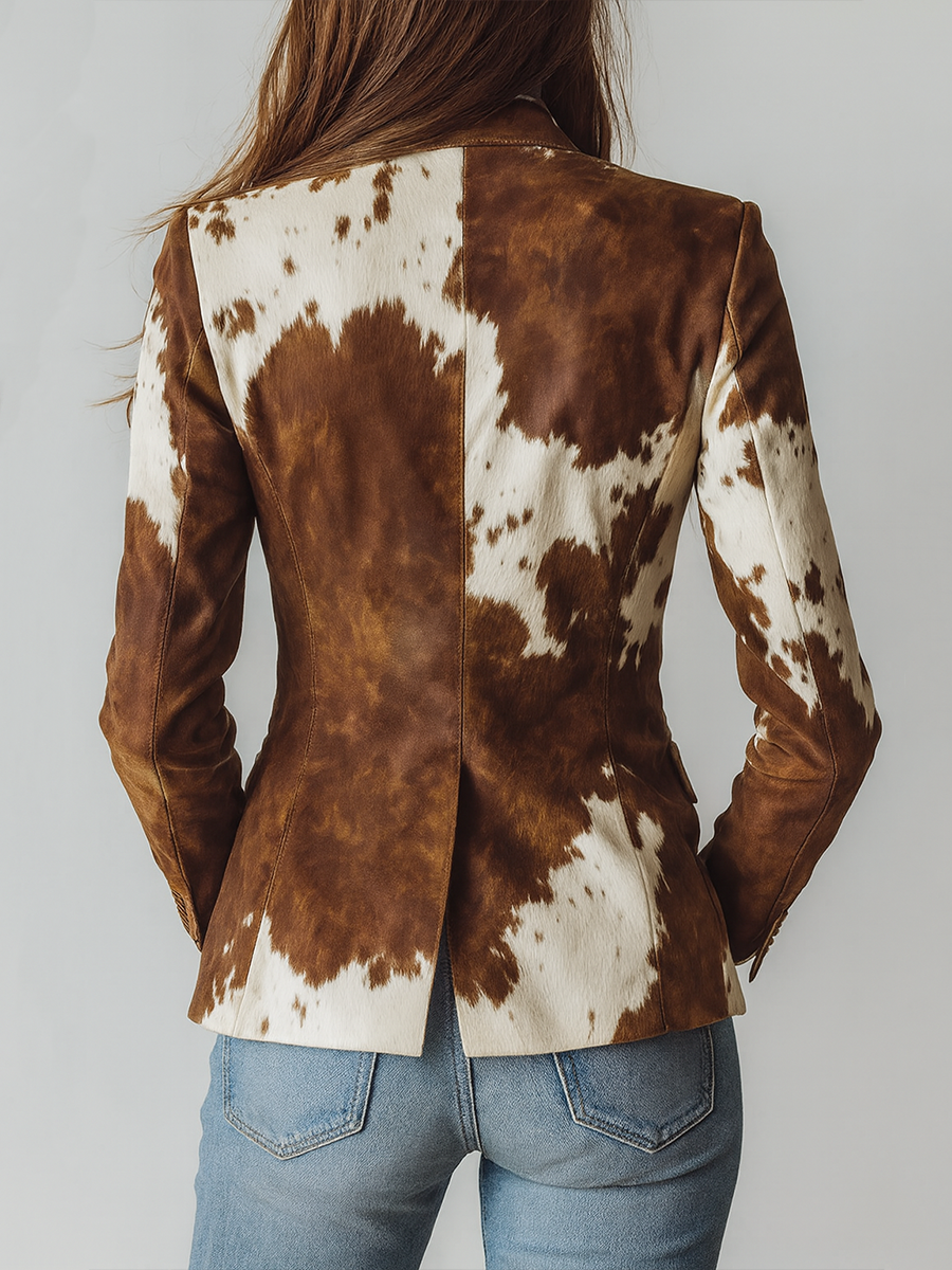 Alessia | Blazer vintage con estampado de vaca