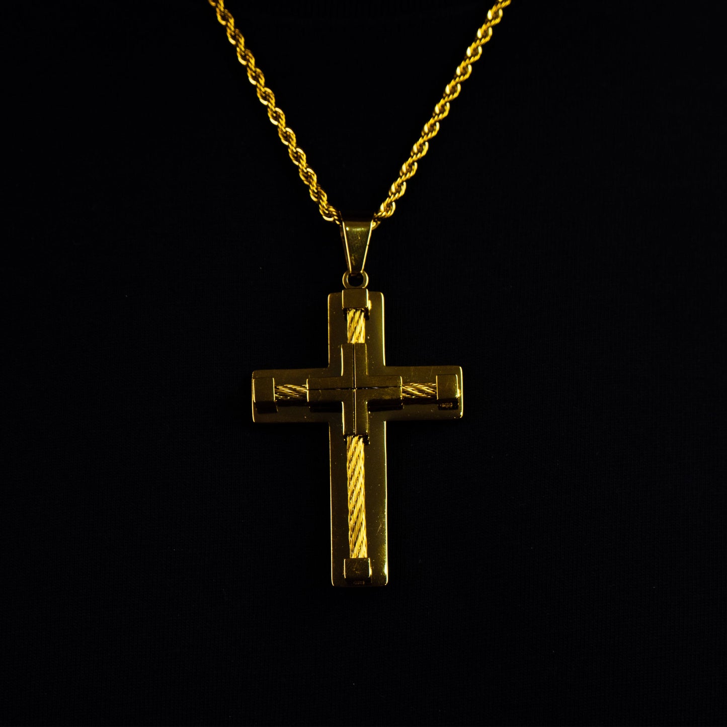 Colgante Cruz Rope Oro 18K
