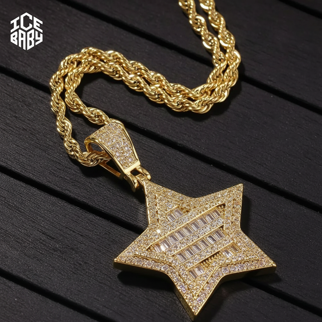 Colgante Estrella Baguettes Oro