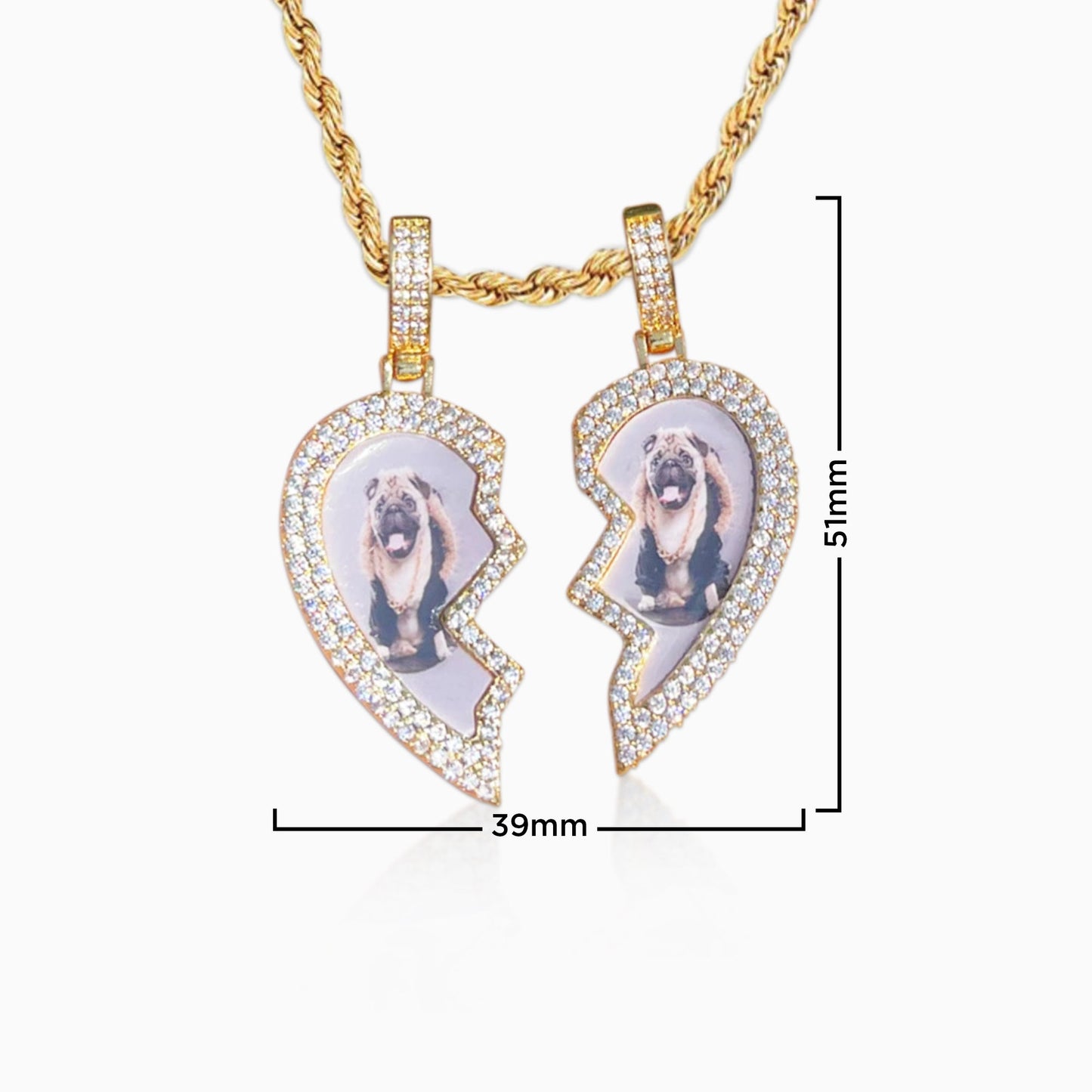 Colgante Personalizado Corazón Roto Oro