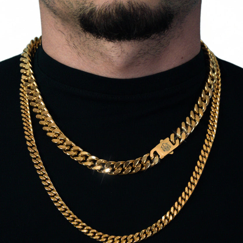 Cadena Cubana Oro 18K Premium