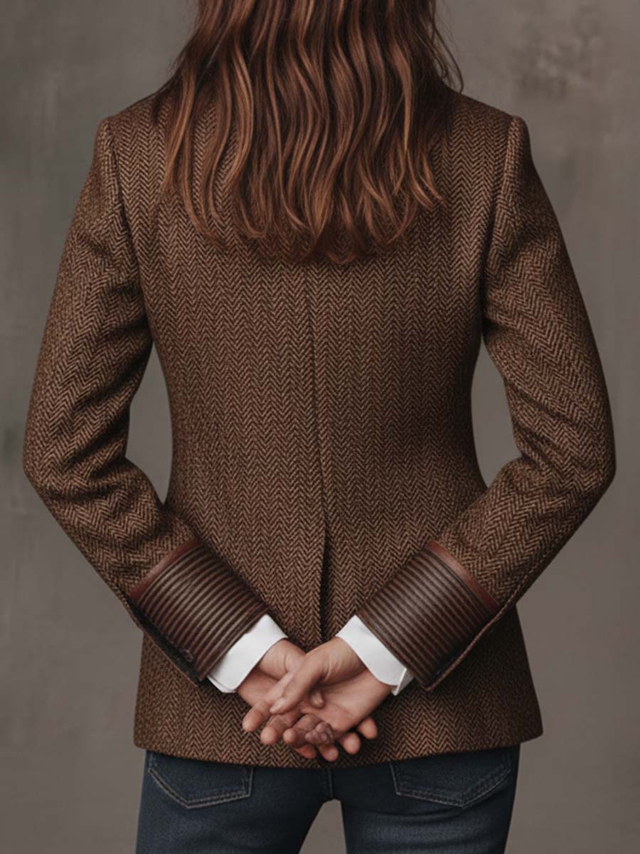Francesca | Blazer de espiga con detalles estampados en contraste