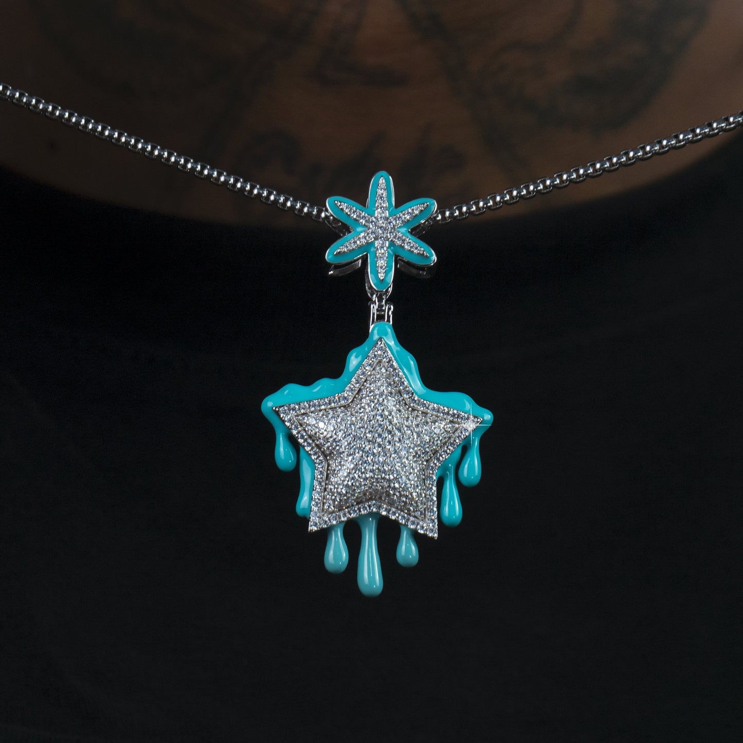 Colgante Luminoso Dripping Star Oro Blanco