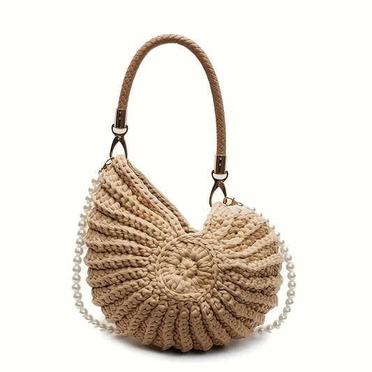 Tea | Bolso Tote Trenzado con Correa de Cadena - Camel