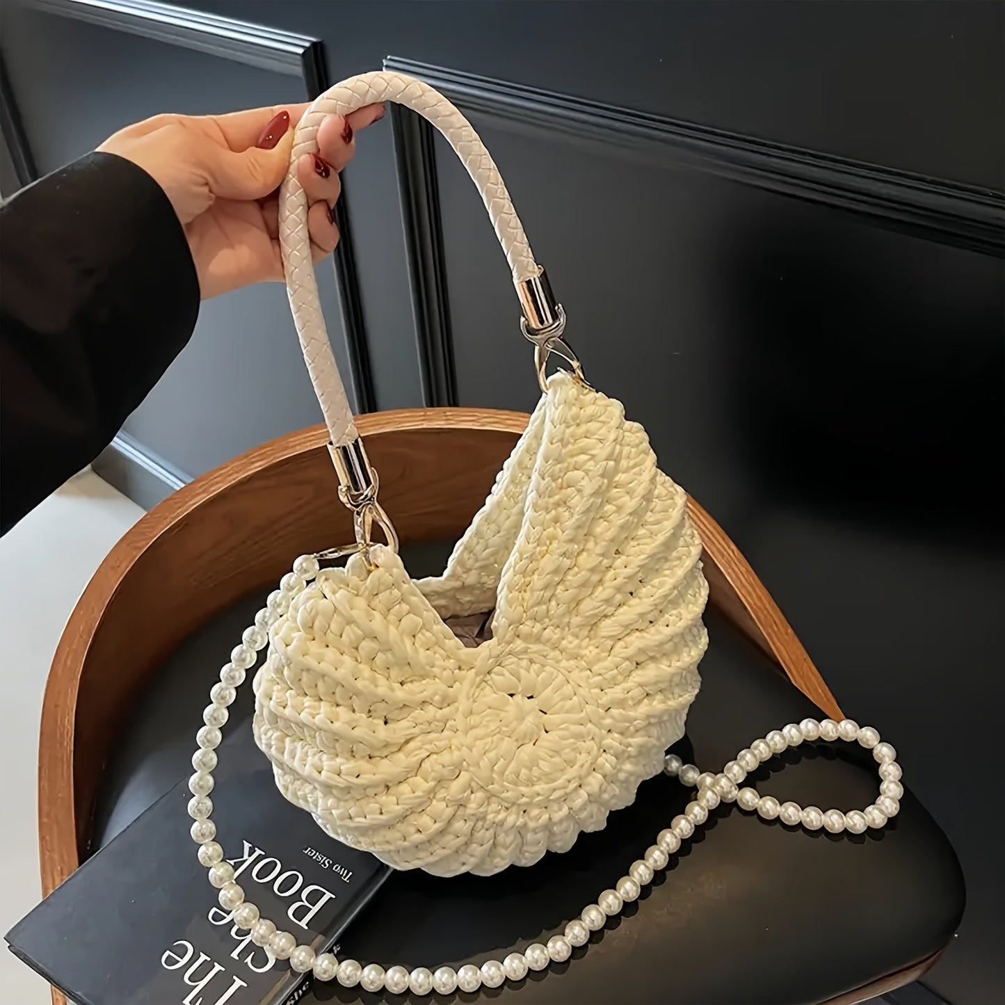 Orsola | Bolso Tote Trenzado con Correa de Cadena - Negro