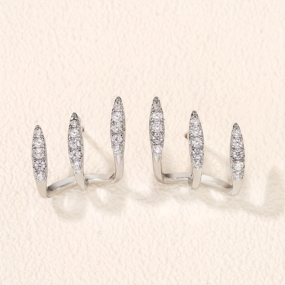 Pendientes elegantes con strass de tres garras