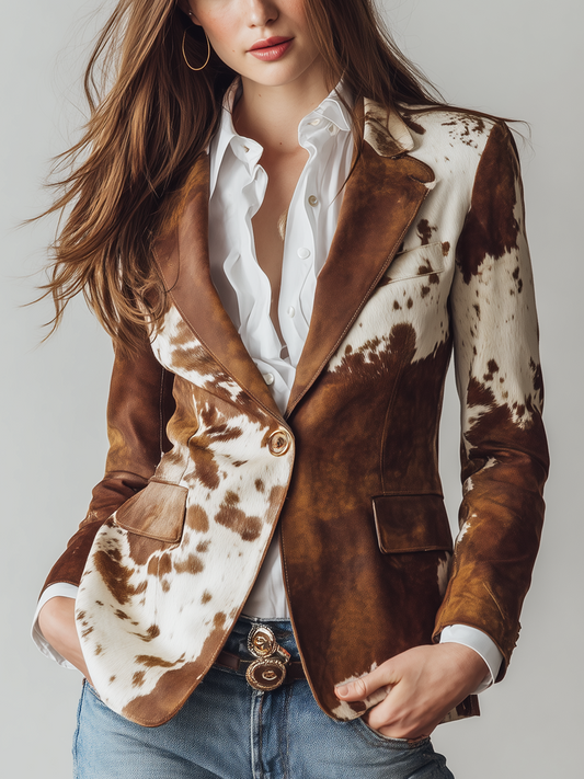 Alessia | Blazer vintage con estampado de vaca