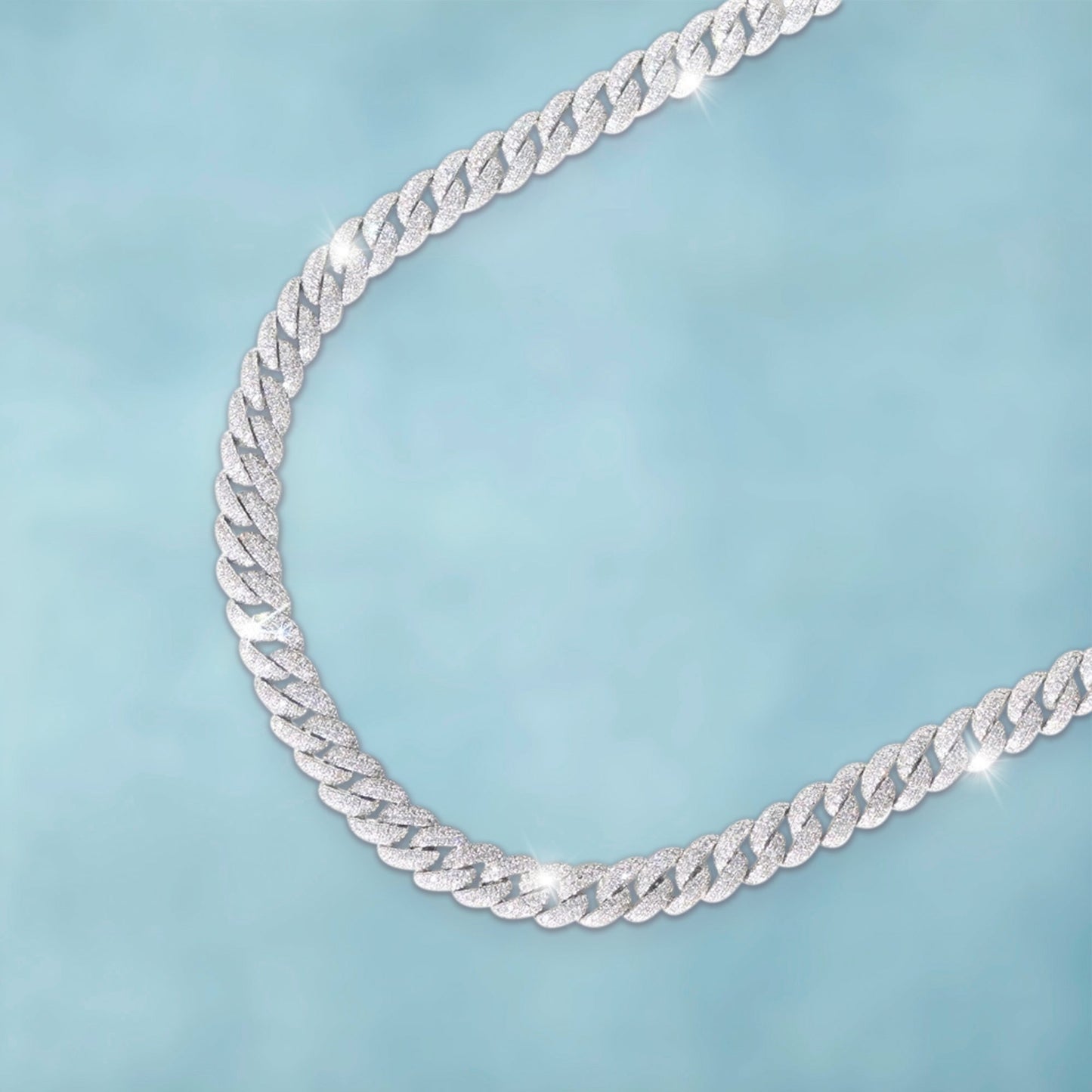 Cadena Cubana Ice 10Mm Oro Blanco