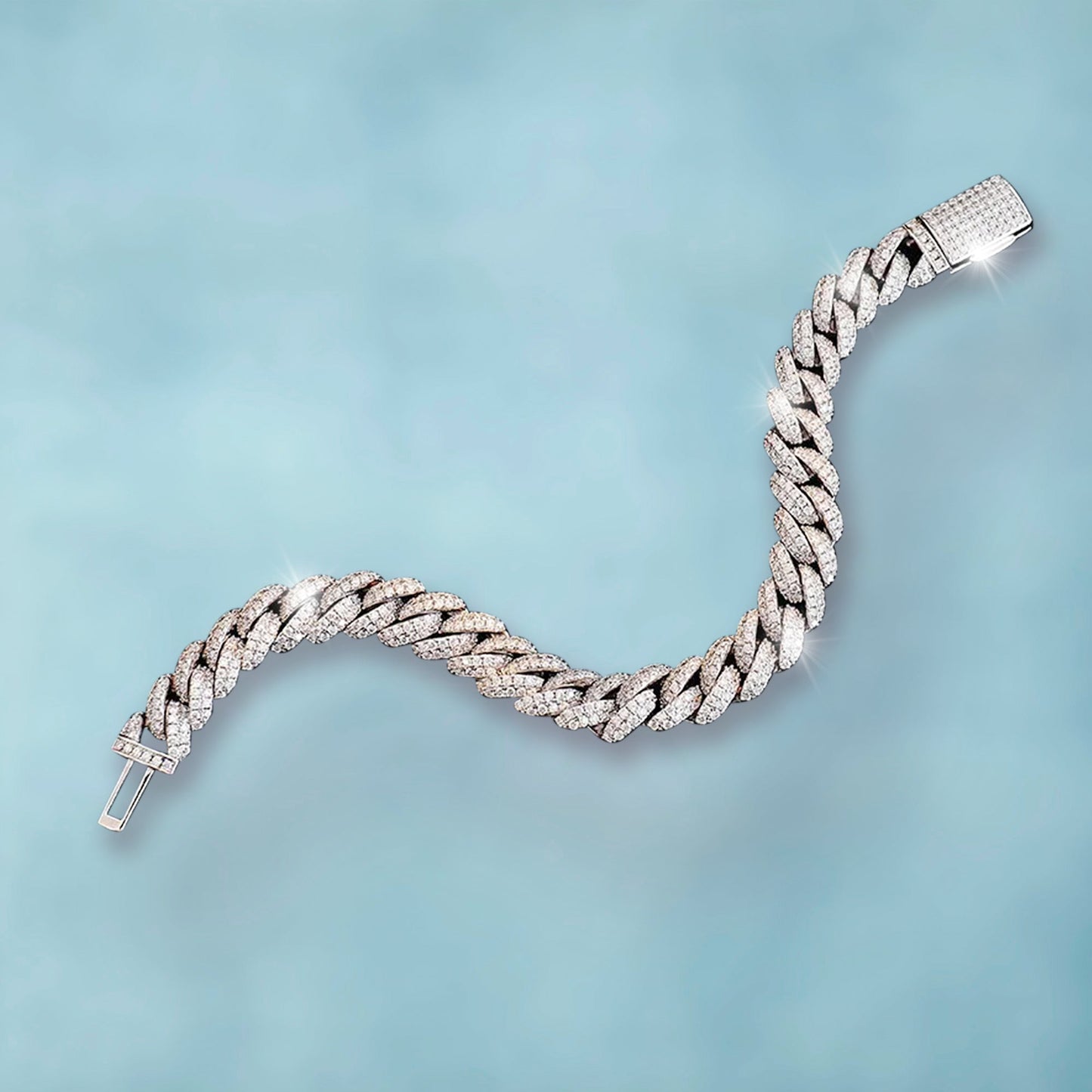 Brazalete Cubana Ice 10 Mm Oro Blanco