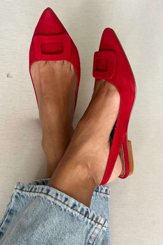 Bailarinas slingback de ante con hebilla