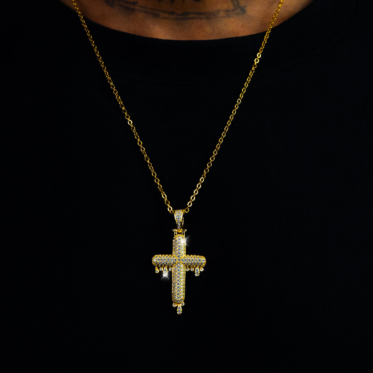 Colgante Cruz Drip Oro 18K