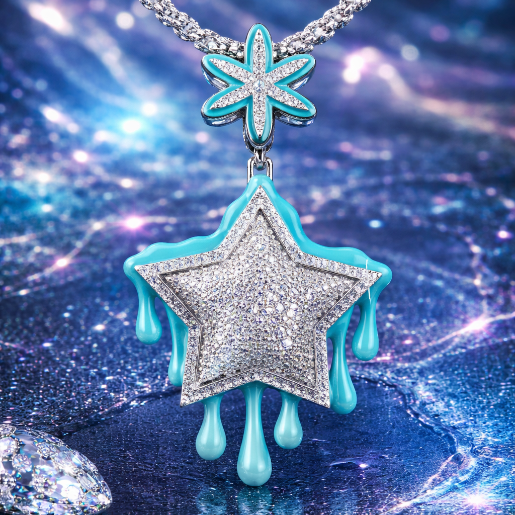 Colgante Luminoso Dripping Star Oro Blanco