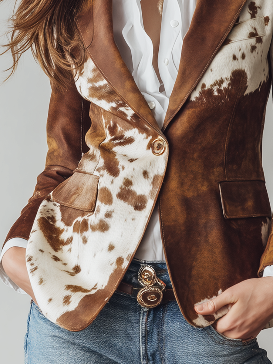 Alessia | Blazer vintage con estampado de vaca