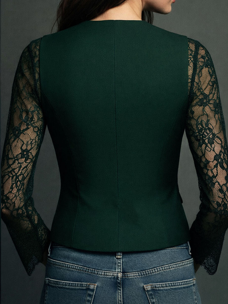 Vittoria | Blazer con mangas semitransparentes y encaje