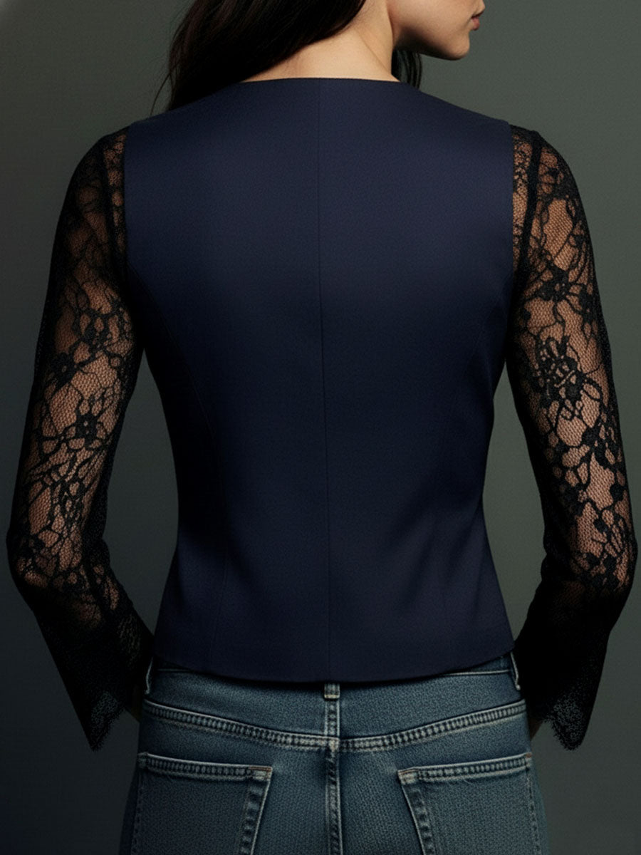 Vittoria | Blazer con mangas semitransparentes y encaje