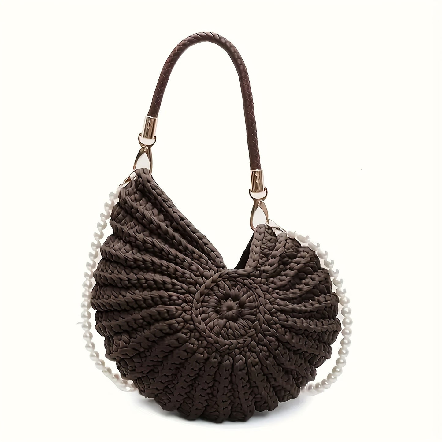 Venere | Bolso Tote Trenzado con Correa de Cadena - Topo