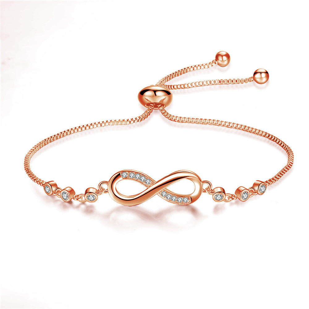 Pulsera ajustable chic en dorado rosa en forma de infinito