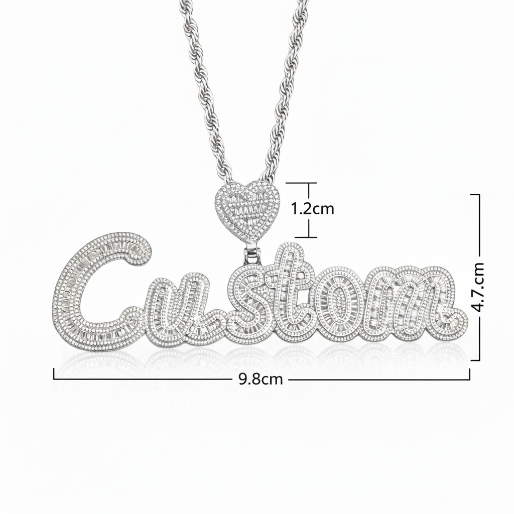 Colgante Personalizado Corazón Baguettes Oro