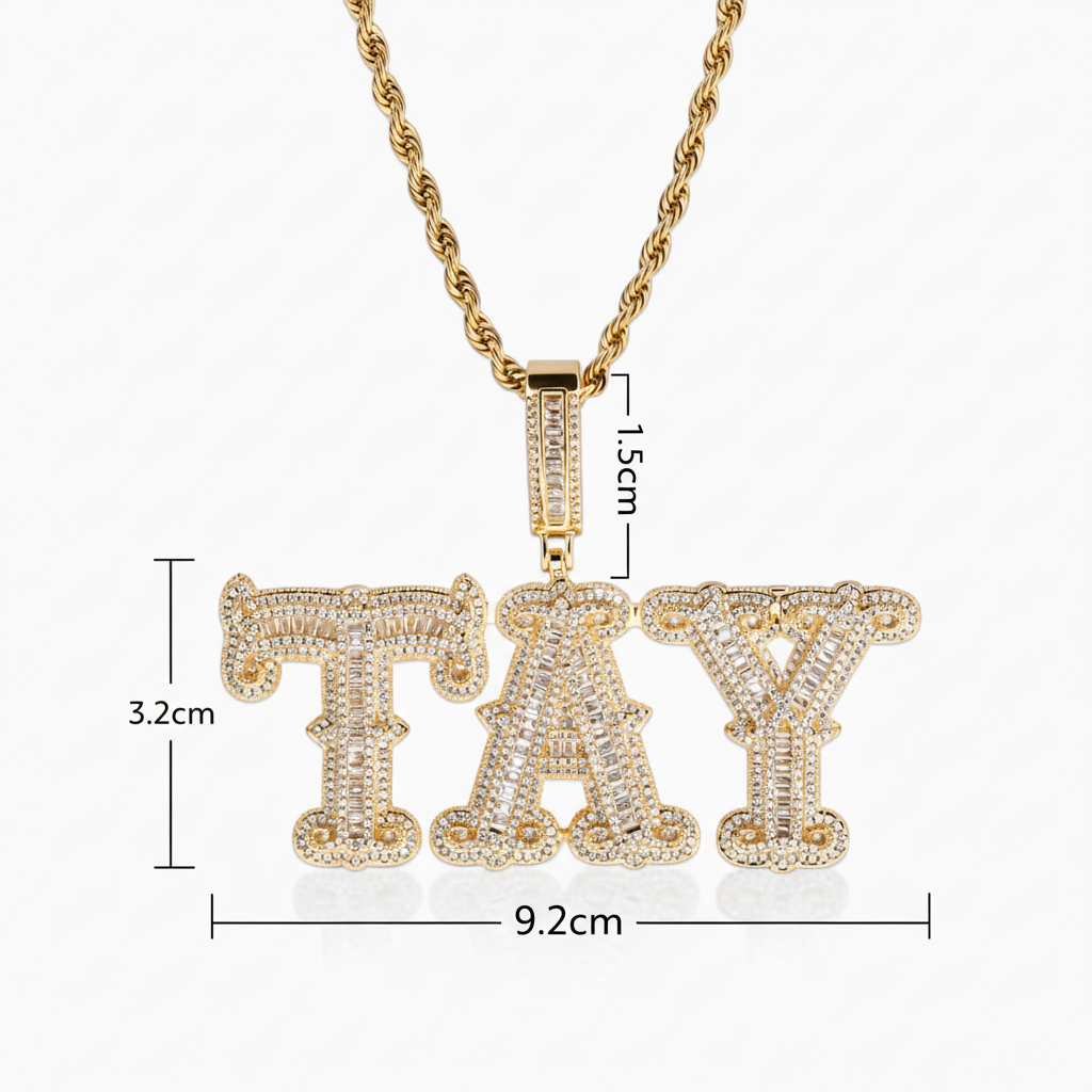 Colgante Personalizado West Baguettes Oro