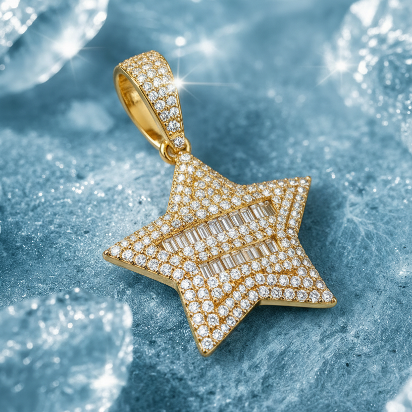 Colgante Estrella Baguettes Oro