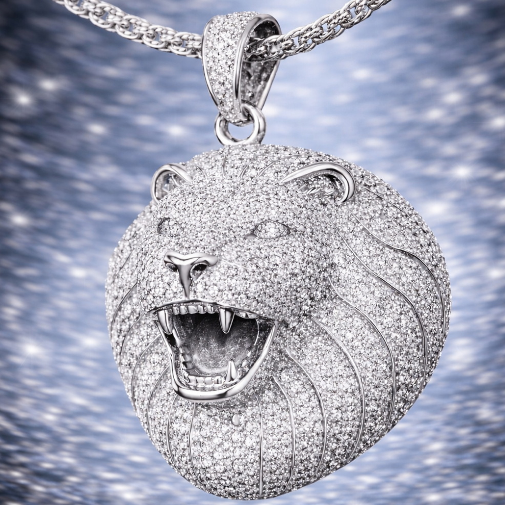 Colgante León Oro Blanco