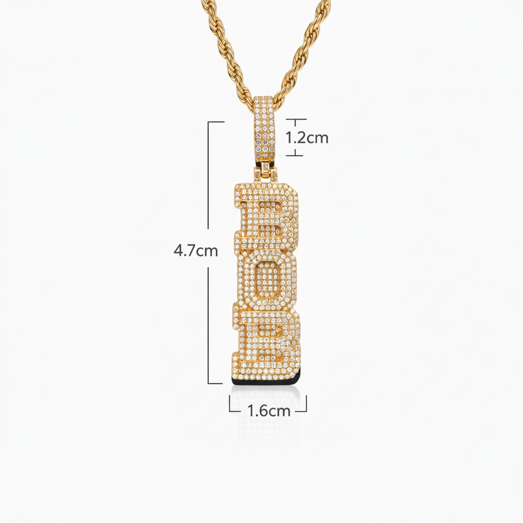 Colgante Personalizado Vertical Oro