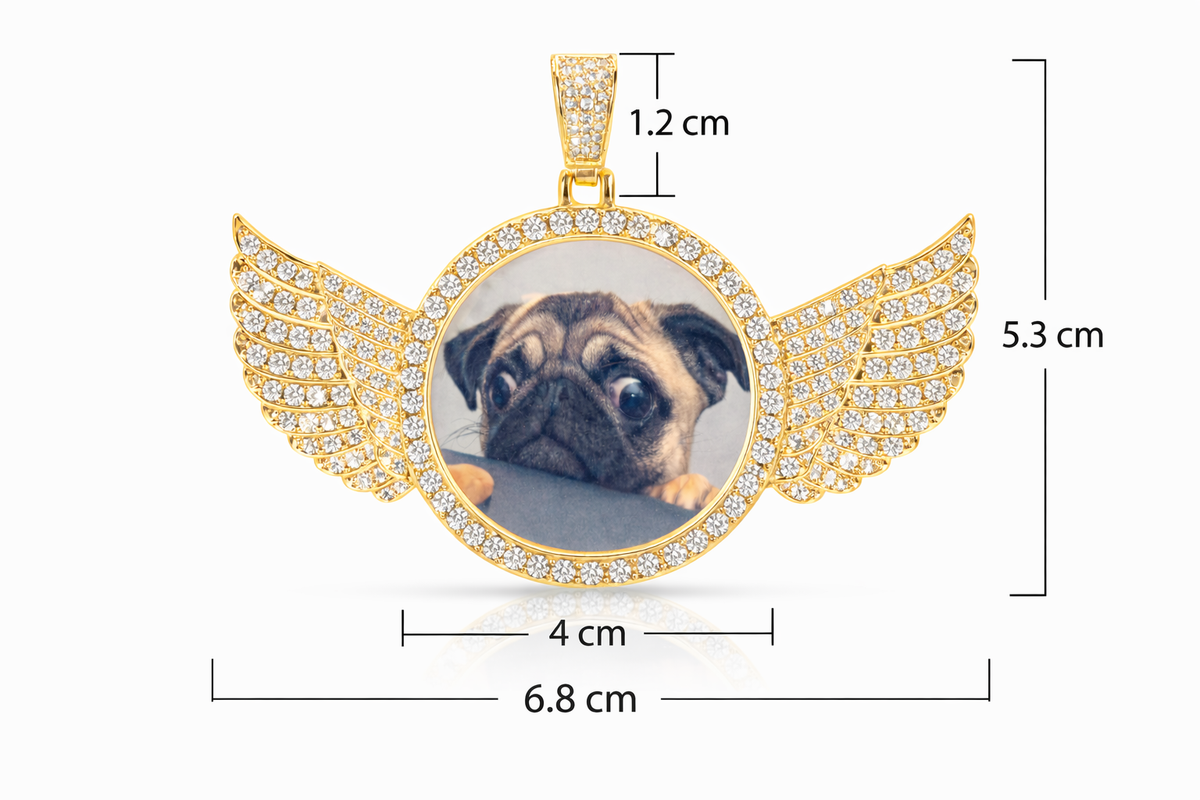 Colgante Personalizado Foto Alas Oro