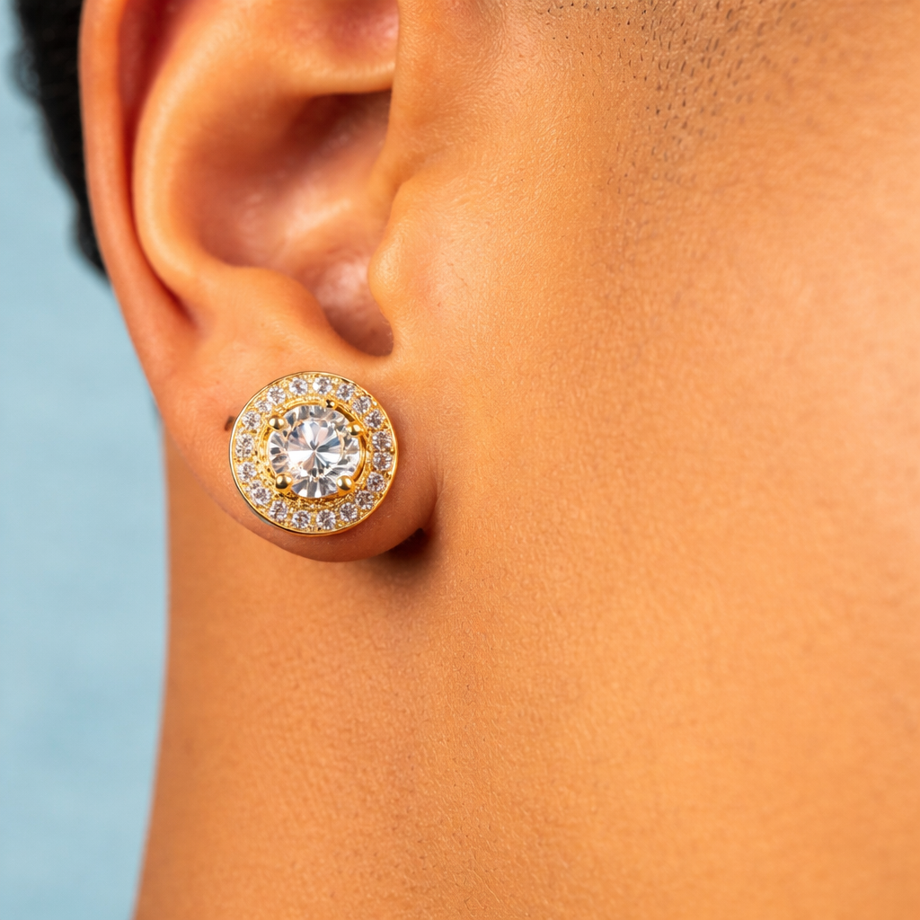 Pendientes Ice Round Oro 18K