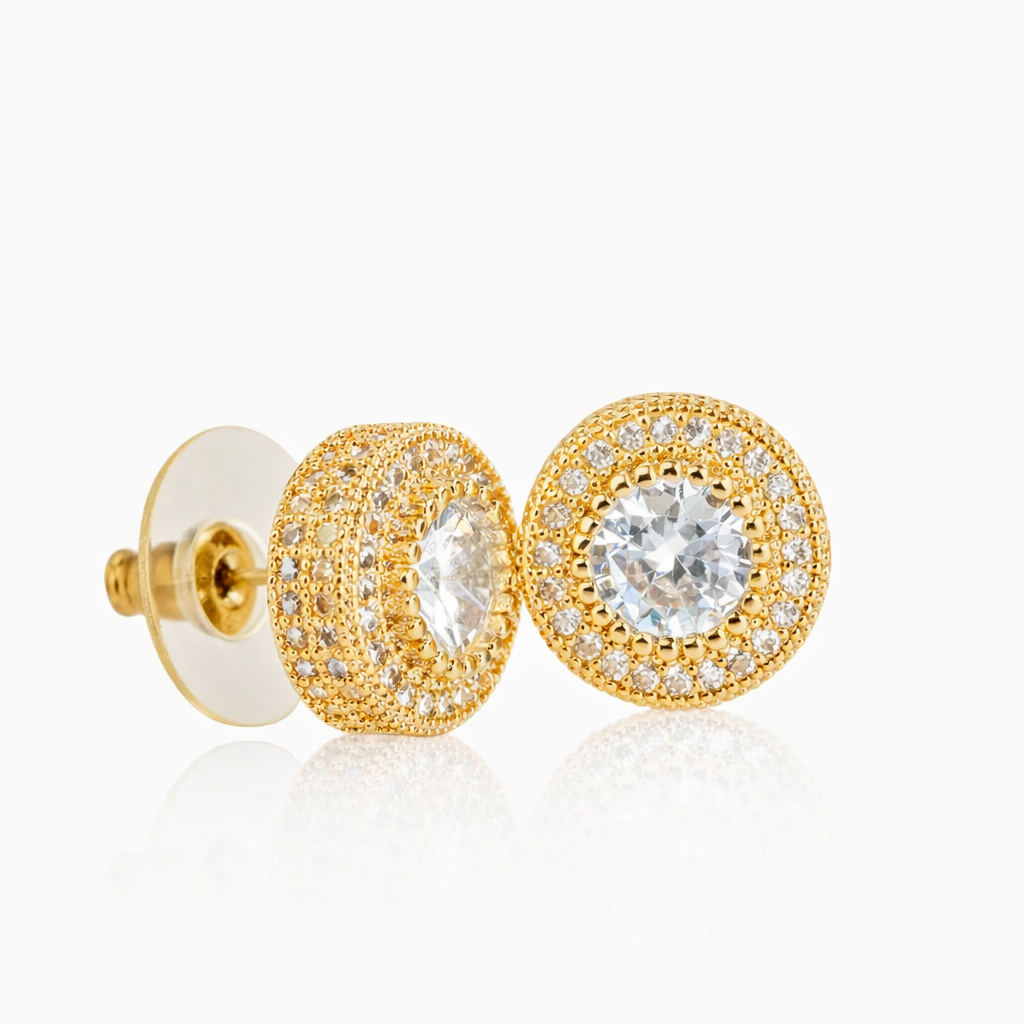 Pendientes Ice Round Oro 18K
