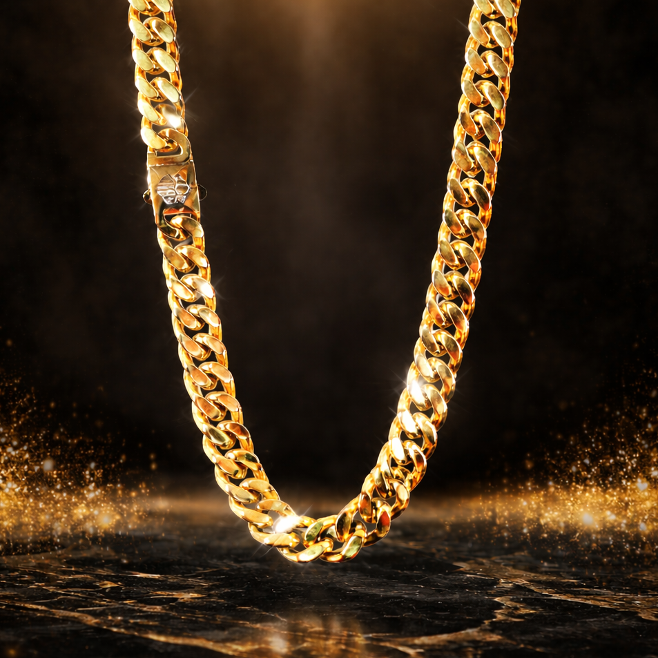 Cadena Cubana Oro 18K Premium