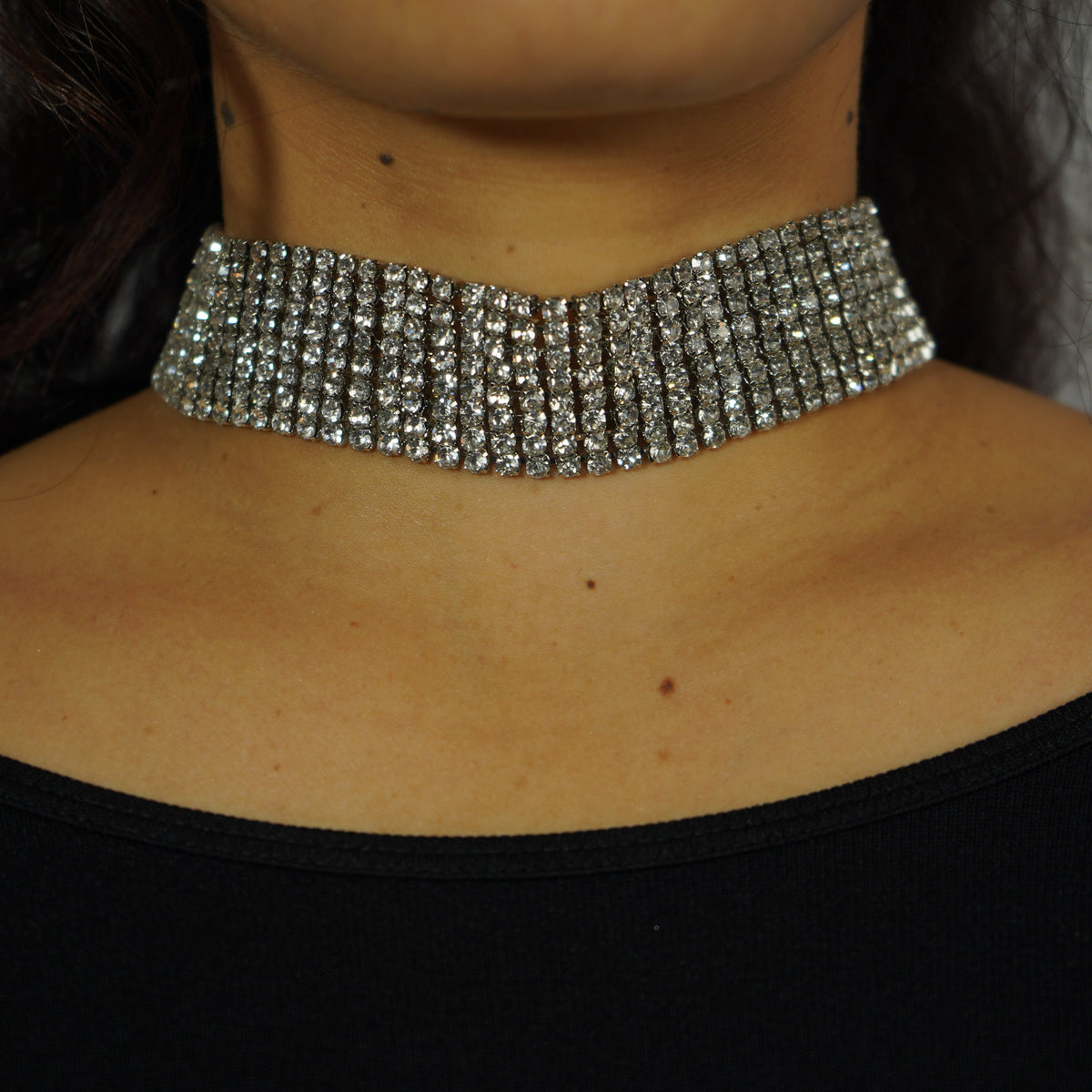 Choker Ancho Color Plata Mujer