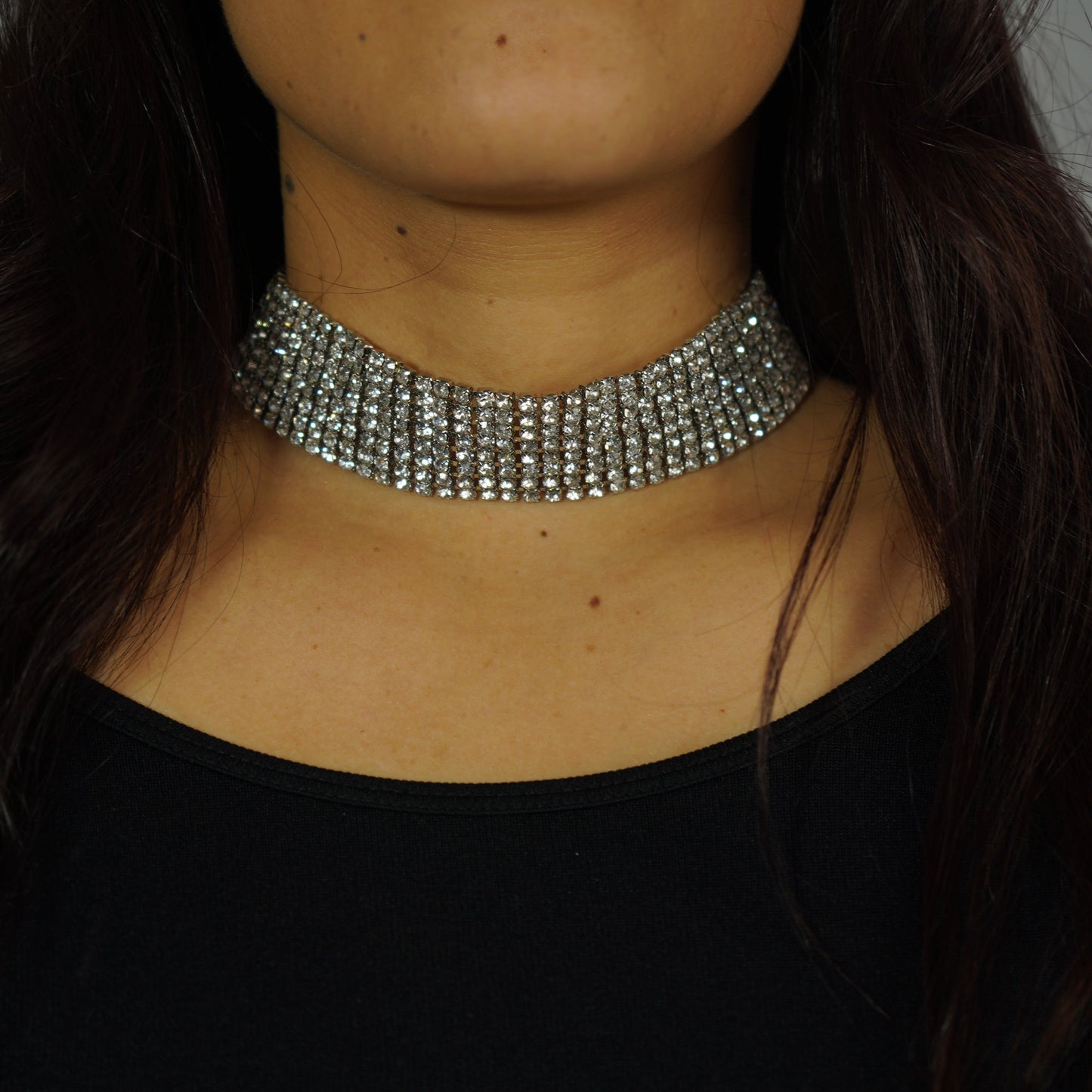 Choker Ancho Color Plata Mujer