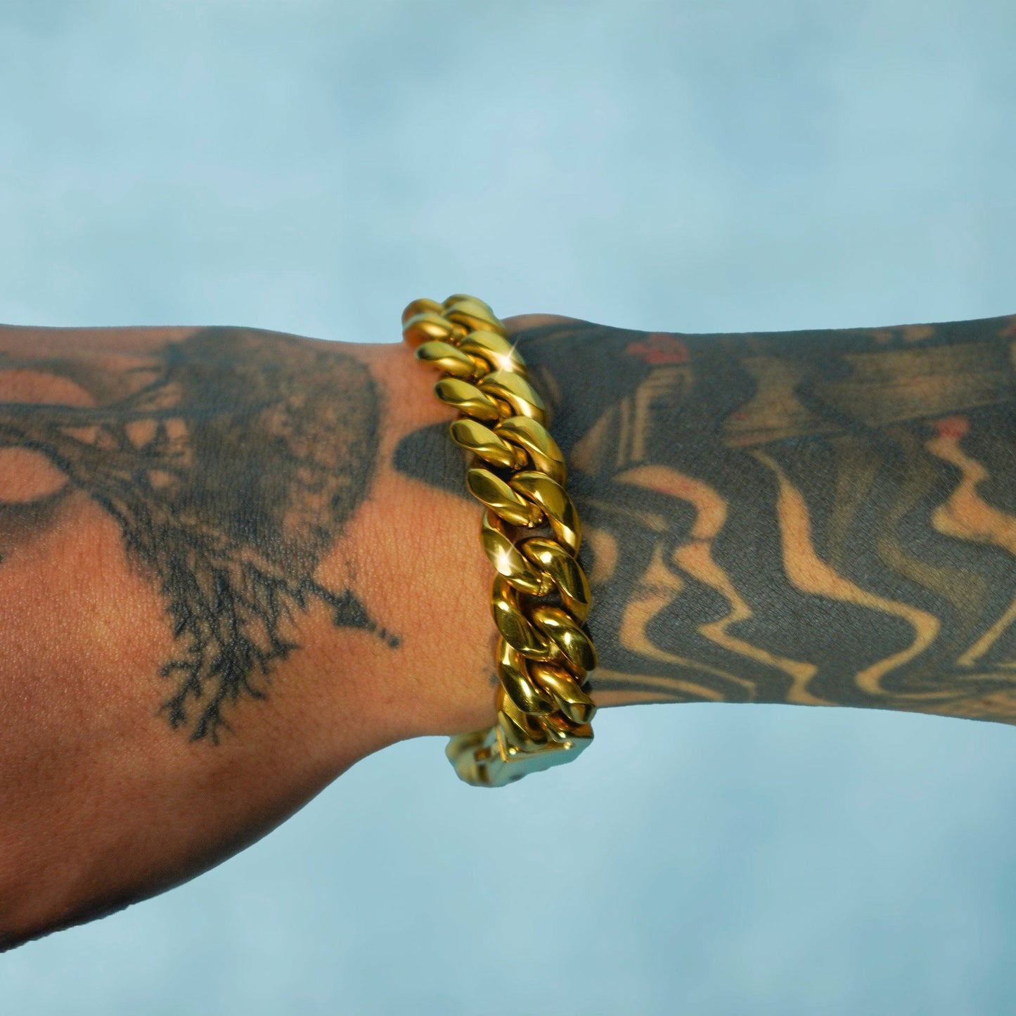 Brazalete Cubana Oro 18K Premium