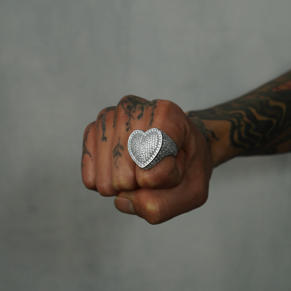 Anillo Ice Corazón Oro Blanco