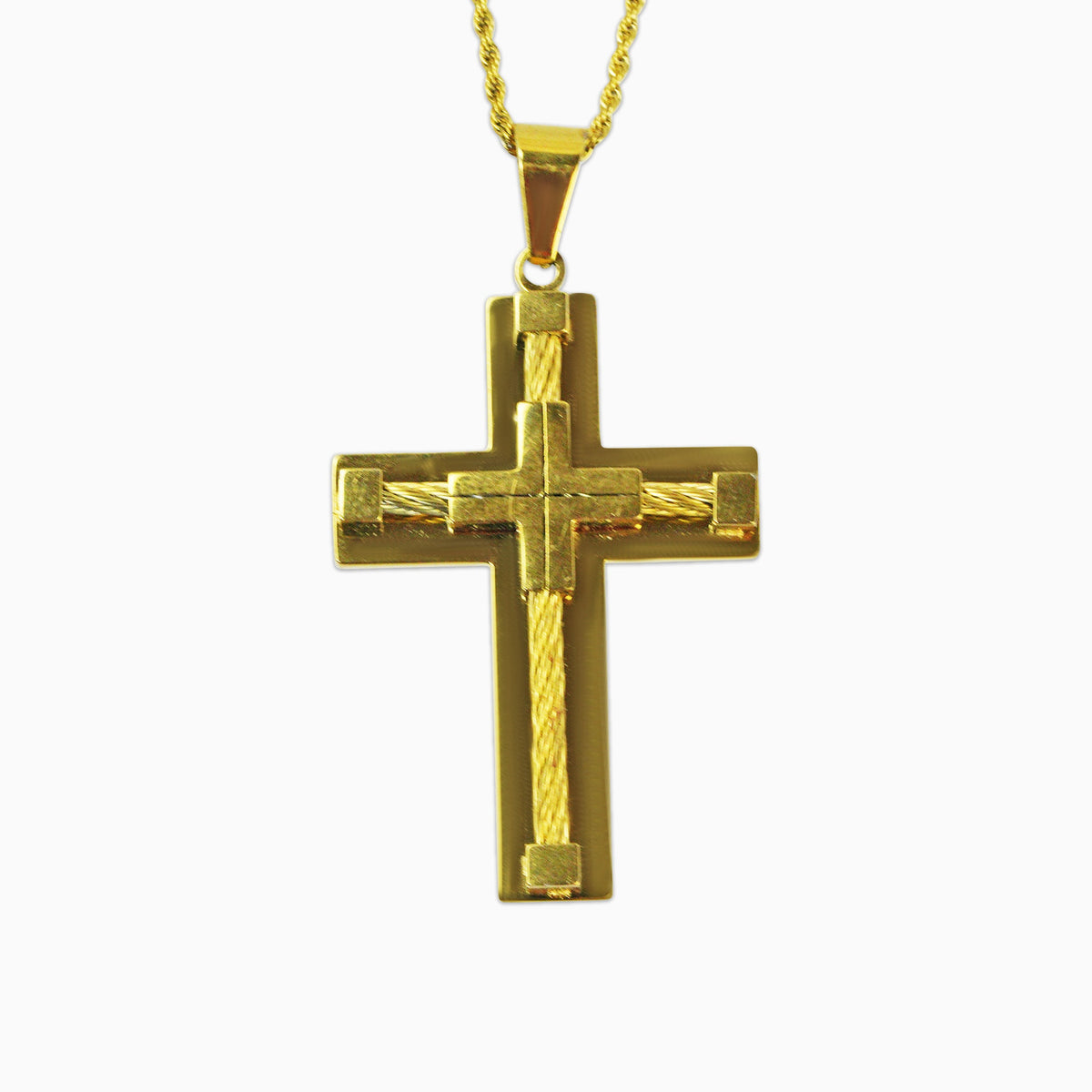 Colgante Cruz Rope Oro 18K