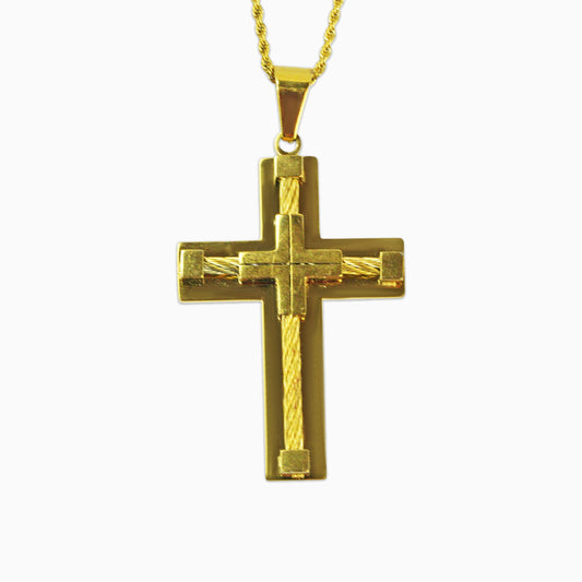 Colgante Cruz Rope Oro 18K