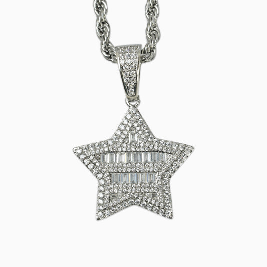 Colgante Estrella Baguettes Oro Blanco