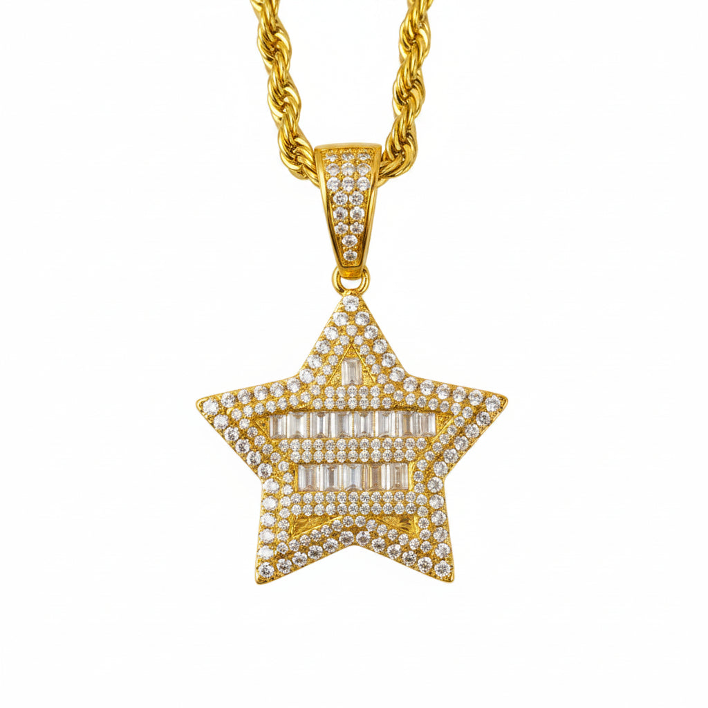 Colgante Estrella Baguettes Oro