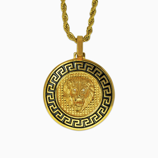 Colgante Medalla Leon Chapada En Oro De 18 K Oro 18K