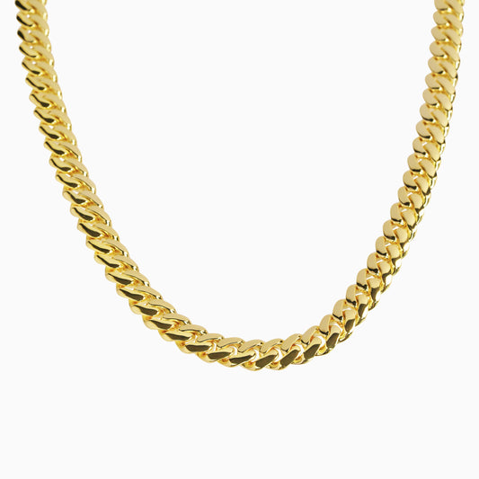 Cadena Cubana Gold Bling 12Mm Oro 18K