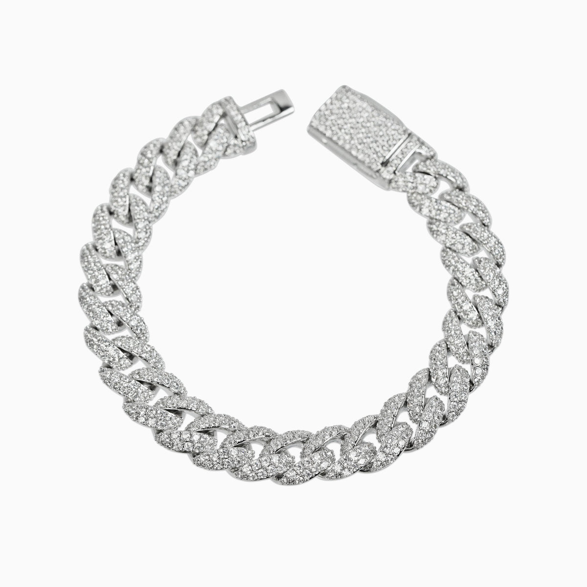 Brazalete Cubana Ice 10 Mm Oro Blanco