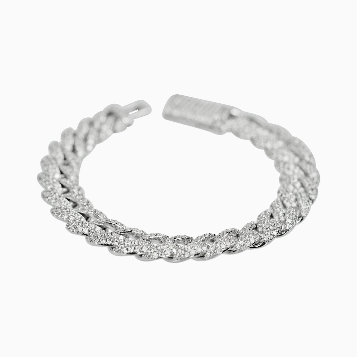 Brazalete Cubana Ice 10 Mm Oro Blanco