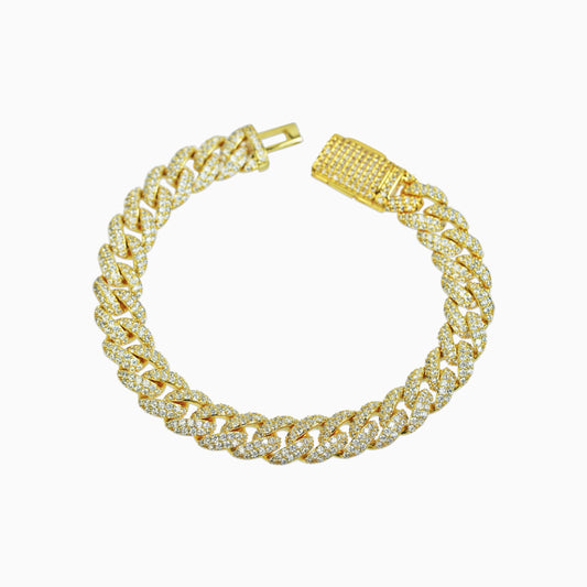 Brazalete Cubana Ice 10 Mm Oro 18K