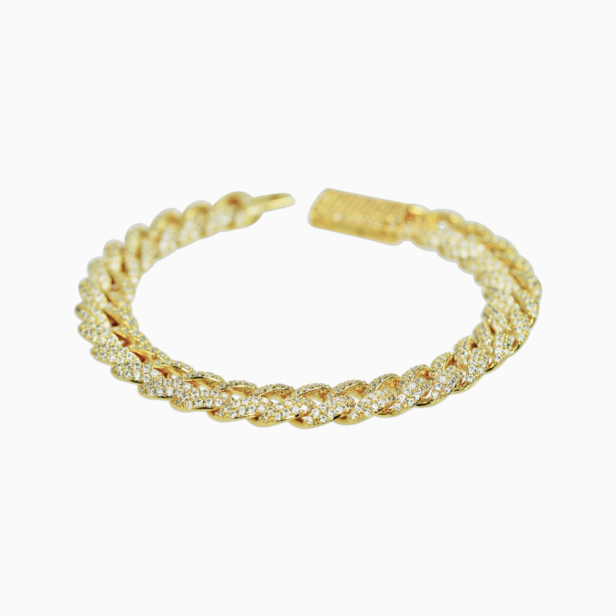 Brazalete Cubana Ice 10 Mm Oro 18K