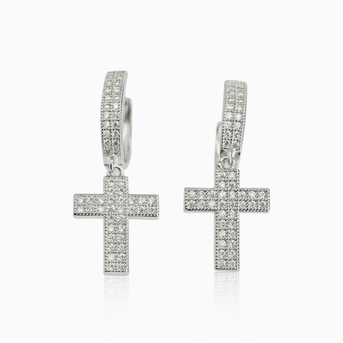 Pendientes Cruz Colgante Plata 925